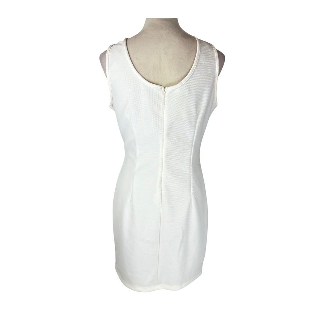 Arden‎ B Sleeveless Sheath Dress Large Egret White Textured V-Neck - Picture 4 of 11